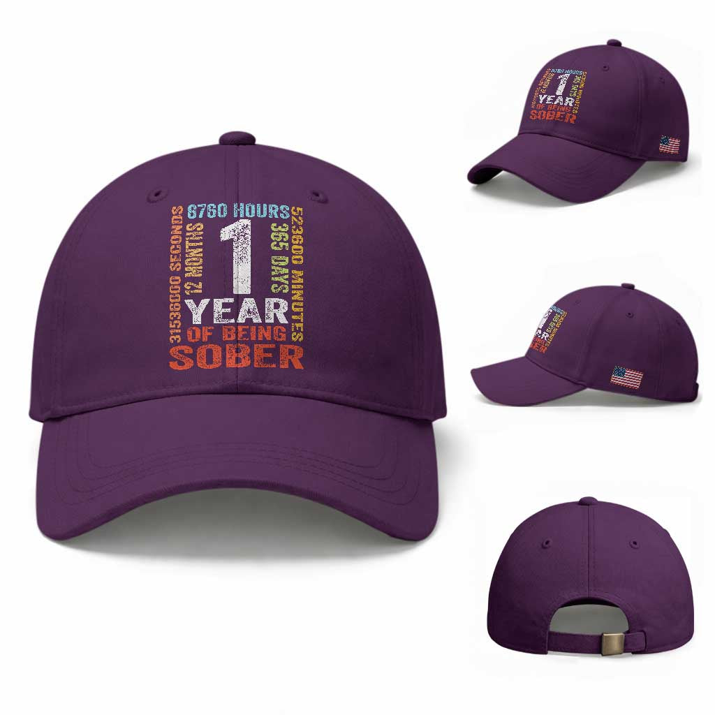 1 Year Of Being Sober Baseball Cap 1 Year Sobriety Anniversary Addiction Recovery