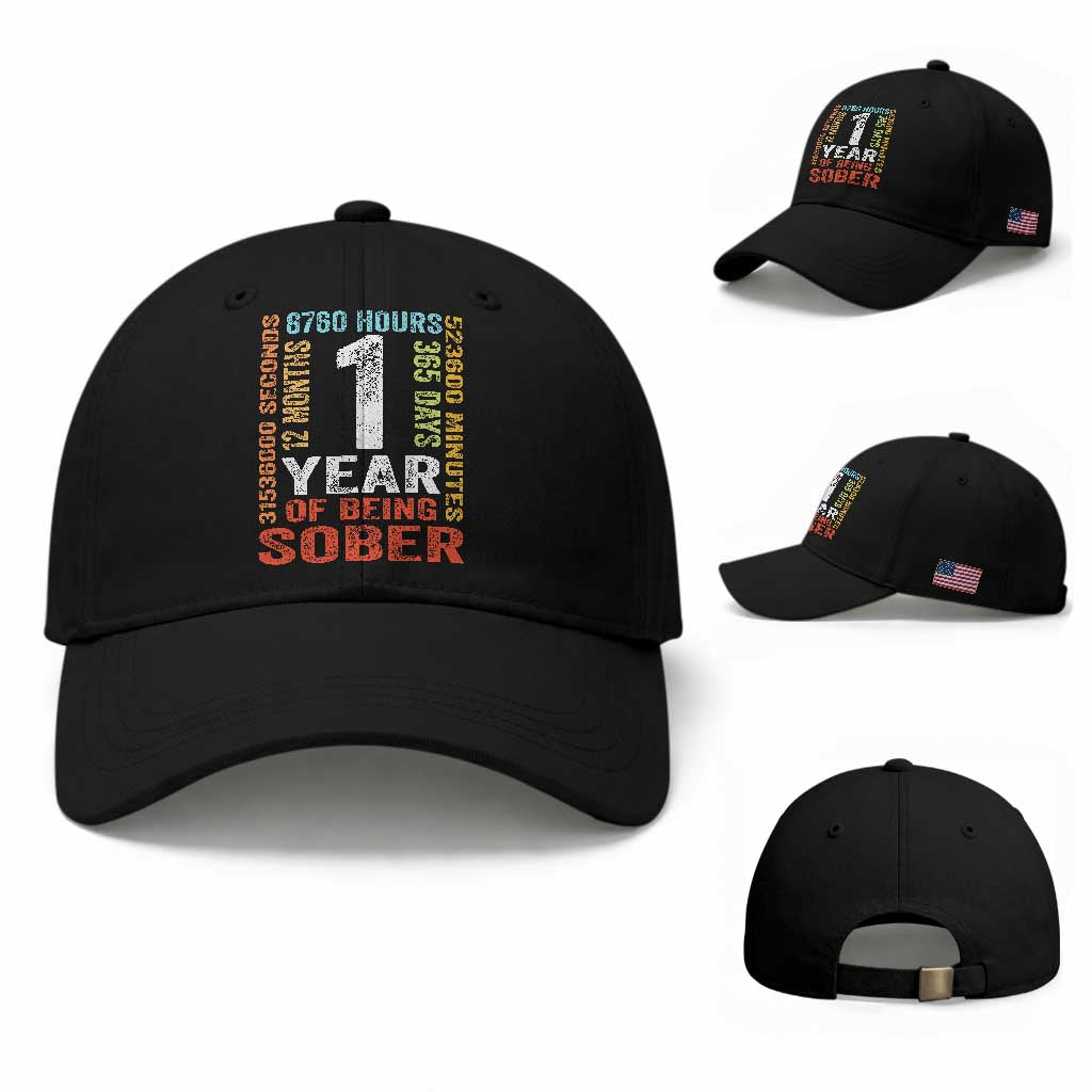 1 Year Of Being Sober Baseball Cap 1 Year Sobriety Anniversary Addiction Recovery