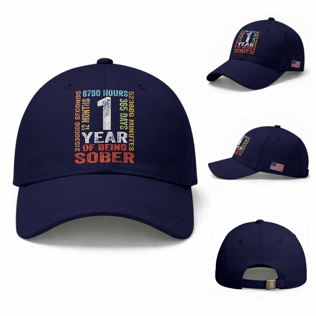 1 Year Of Being Sober Baseball Cap 1 Year Sobriety Anniversary Addiction Recovery
