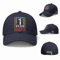 1 Year Of Being Sober Baseball Cap 1 Year Sobriety Anniversary Addiction Recovery
