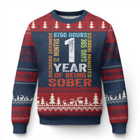 1 Year Of Being Sober Ugly Christmas Sweater 1 Year Sobriety Anniversary Addiction Recovery