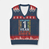 1 Year Of Being Sober V-Neck Knit Sweater Vest 1 Year Sobriety Anniversary Addiction Recovery