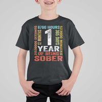 1 Year Of Being Sober T Shirt For Kid 1 Year Sobriety Anniversary Addiction Recovery
