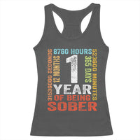 1 Year Of Being Sober Racerback Tank Top 1 Year Sobriety Anniversary Addiction Recovery