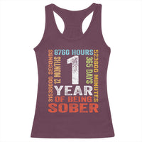 1 Year Of Being Sober Racerback Tank Top 1 Year Sobriety Anniversary Addiction Recovery