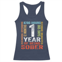 1 Year Of Being Sober Racerback Tank Top 1 Year Sobriety Anniversary Addiction Recovery