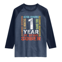 1 Year Of Being Sober Raglan Shirt 1 Year Sobriety Anniversary Addiction Recovery