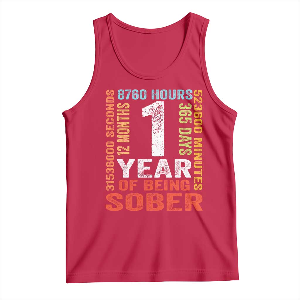 1 Year Of Being Sober Tank Top 1 Year Sobriety Anniversary Addiction Recovery