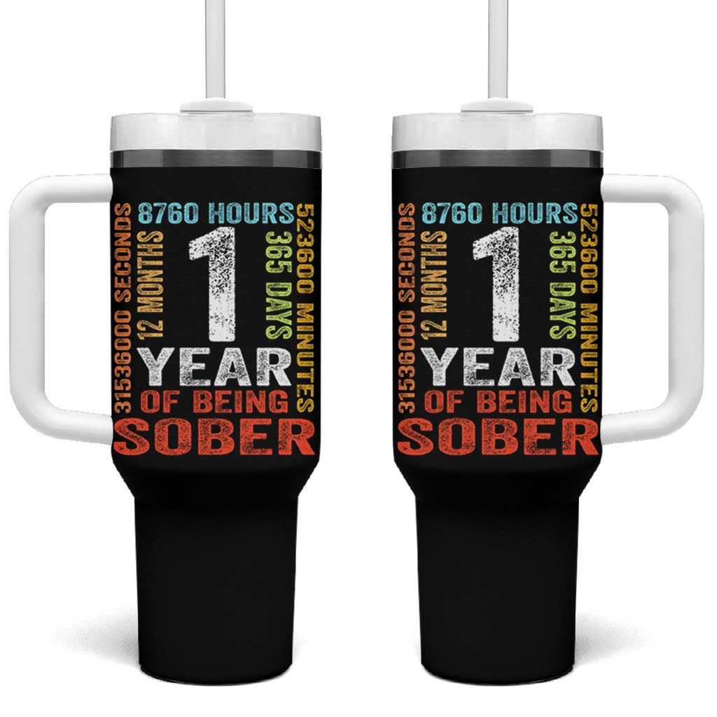 1 Year Of Being Sober Tumbler With Handle 1 Year Sobriety Anniversary Addiction Recovery