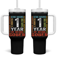 1 Year Of Being Sober Tumbler With Handle 1 Year Sobriety Anniversary Addiction Recovery