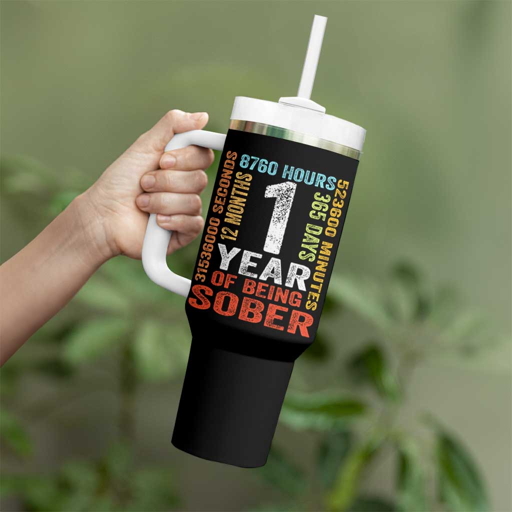1 Year Of Being Sober Tumbler With Handle 1 Year Sobriety Anniversary Addiction Recovery
