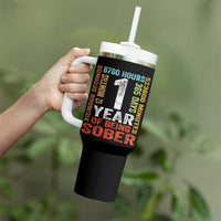 1 Year Of Being Sober Tumbler With Handle 1 Year Sobriety Anniversary Addiction Recovery