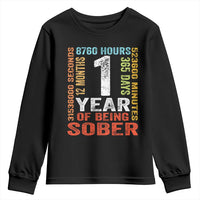 1 Year Of Being Sober Youth Sweatshirt 1 Year Sobriety Anniversary Addiction Recovery