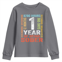 1 Year Of Being Sober Youth Sweatshirt 1 Year Sobriety Anniversary Addiction Recovery