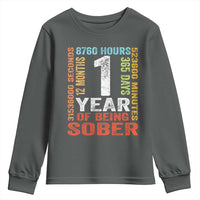 1 Year Of Being Sober Youth Sweatshirt 1 Year Sobriety Anniversary Addiction Recovery