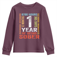 1 Year Of Being Sober Youth Sweatshirt 1 Year Sobriety Anniversary Addiction Recovery