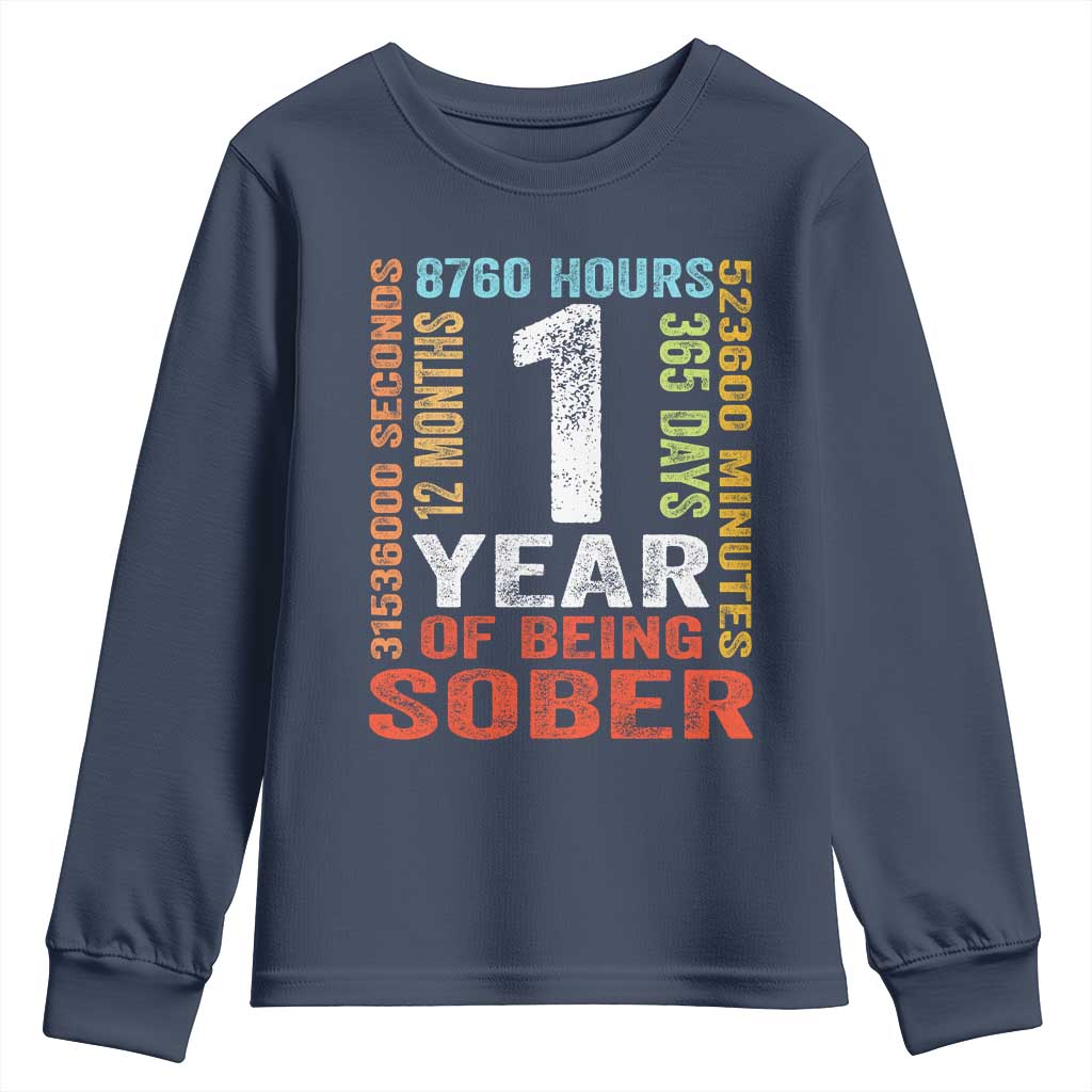 1 Year Of Being Sober Youth Sweatshirt 1 Year Sobriety Anniversary Addiction Recovery