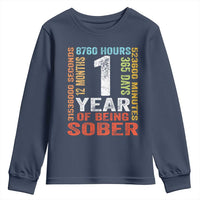 1 Year Of Being Sober Youth Sweatshirt 1 Year Sobriety Anniversary Addiction Recovery