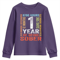 1 Year Of Being Sober Youth Sweatshirt 1 Year Sobriety Anniversary Addiction Recovery