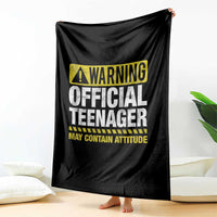 13th Birthday Throw Blanket Warning Official Teenager May Contain Attitude Funny 13 Years Old