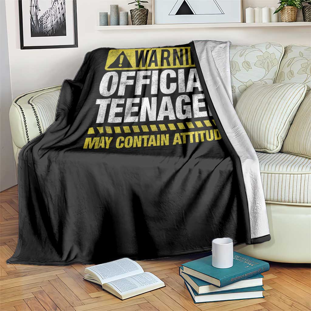 13th Birthday Throw Blanket Warning Official Teenager May Contain Attitude Funny 13 Years Old