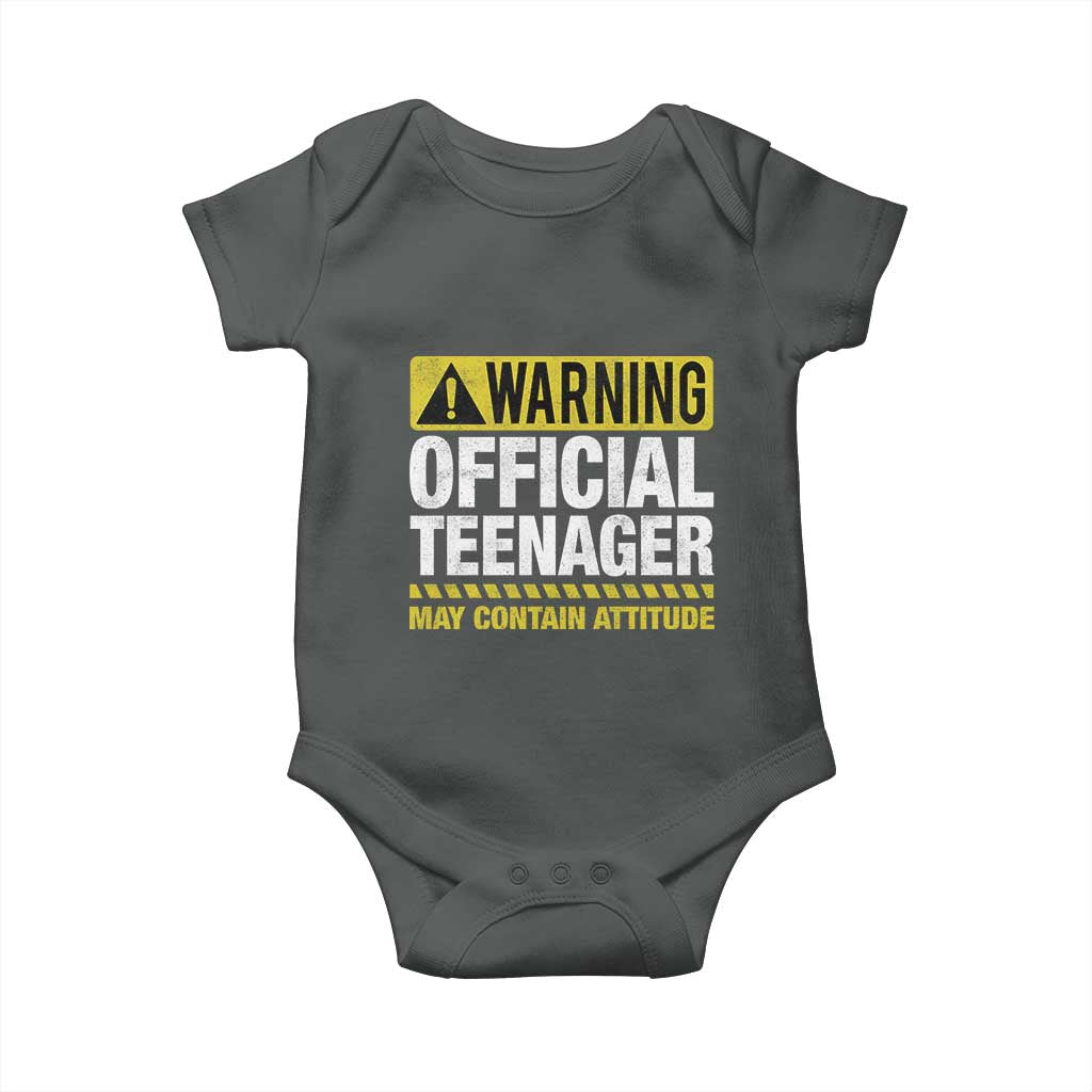 13th Birthday Baby Onesie Warning Official Teenager May Contain Attitude Funny 13 Years Old