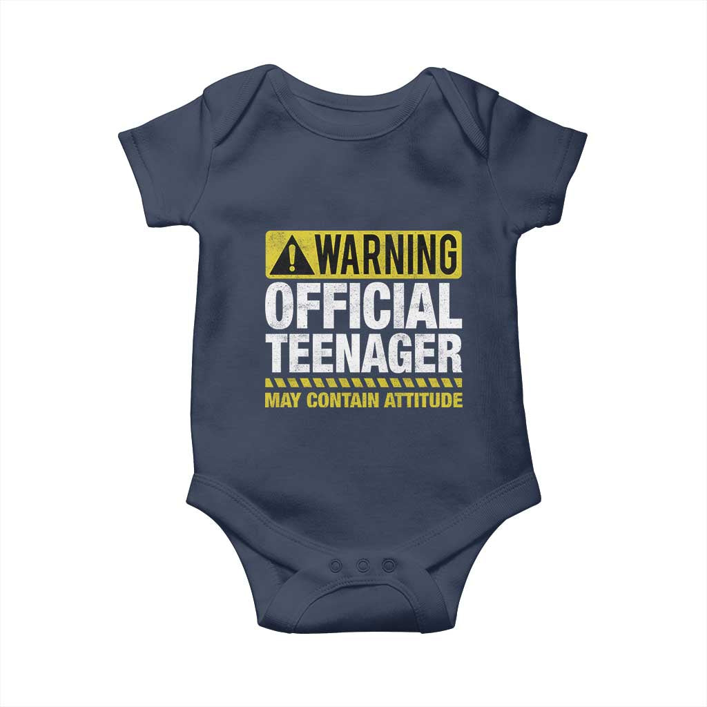 13th Birthday Baby Onesie Warning Official Teenager May Contain Attitude Funny 13 Years Old