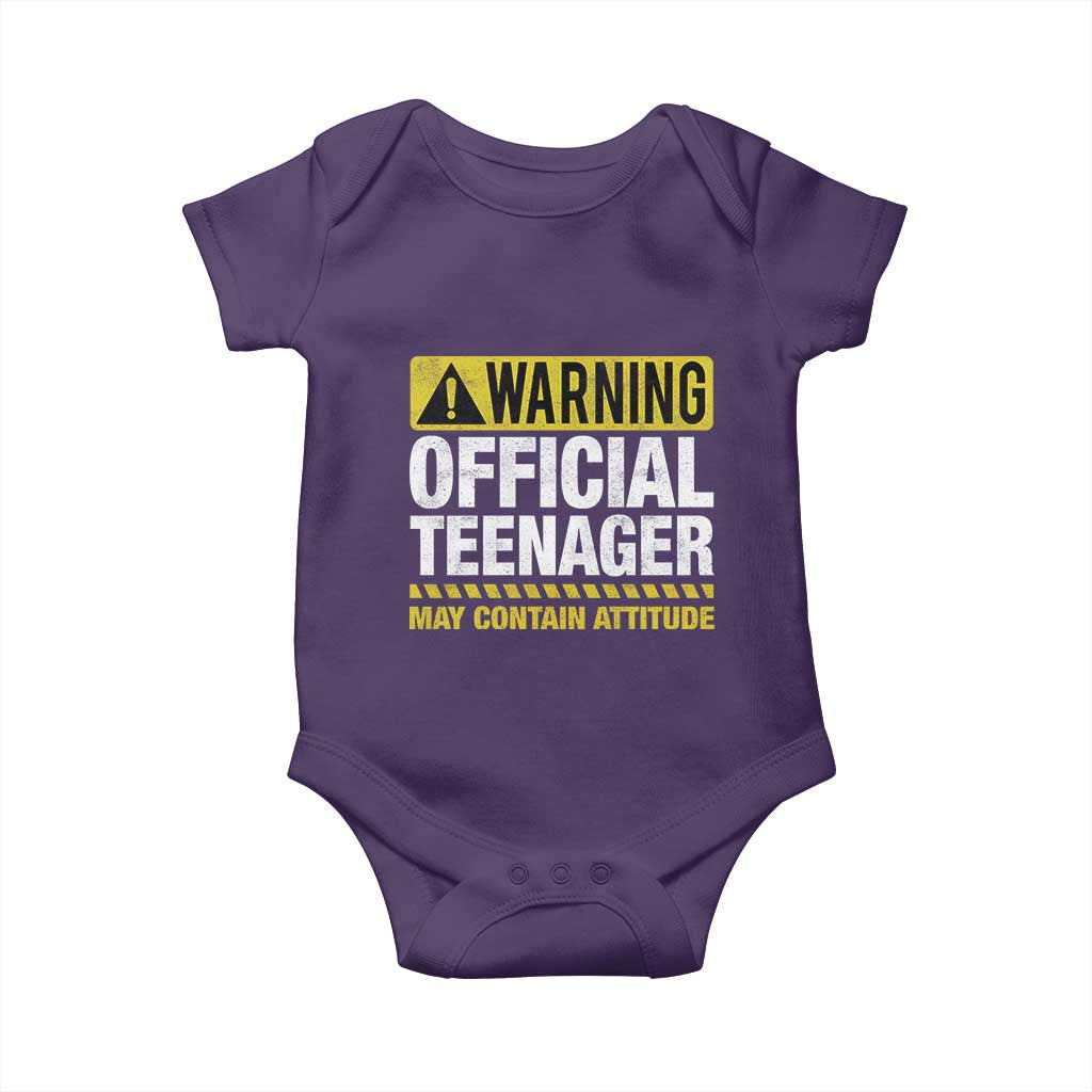 13th Birthday Baby Onesie Warning Official Teenager May Contain Attitude Funny 13 Years Old