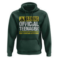 13th Birthday Hoodie Warning Official Teenager May Contain Attitude Funny 13 Years Old