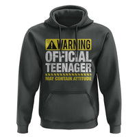 13th Birthday Hoodie Warning Official Teenager May Contain Attitude Funny 13 Years Old