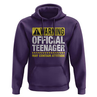 13th Birthday Hoodie Warning Official Teenager May Contain Attitude Funny 13 Years Old