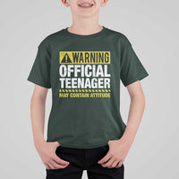 13th Birthday T Shirt For Kid Warning Official Teenager May Contain Attitude Funny 13 Years Old