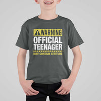 13th Birthday T Shirt For Kid Warning Official Teenager May Contain Attitude Funny 13 Years Old