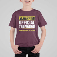 13th Birthday T Shirt For Kid Warning Official Teenager May Contain Attitude Funny 13 Years Old