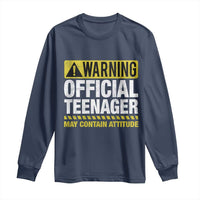 13th Birthday Long Sleeve Shirt Warning Official Teenager May Contain Attitude Funny 13 Years Old