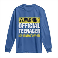 13th Birthday Long Sleeve Shirt Warning Official Teenager May Contain Attitude Funny 13 Years Old