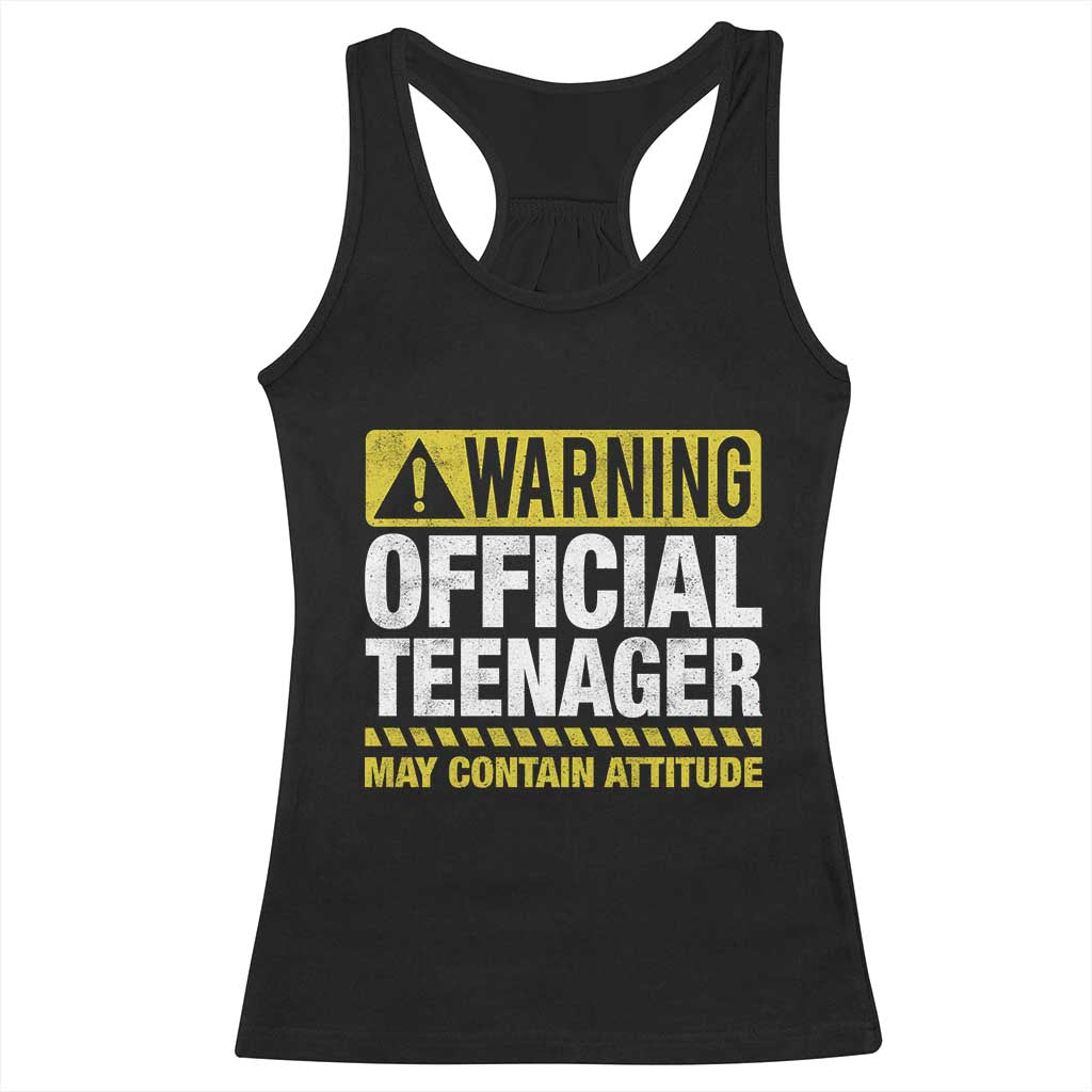 13th Birthday Racerback Tank Top Warning Official Teenager May Contain Attitude Funny 13 Years Old