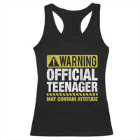 13th Birthday Racerback Tank Top Warning Official Teenager May Contain Attitude Funny 13 Years Old