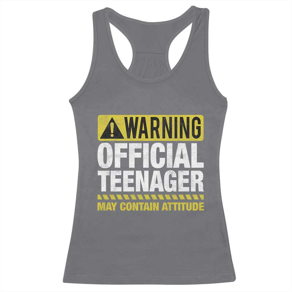 13th Birthday Racerback Tank Top Warning Official Teenager May Contain Attitude Funny 13 Years Old