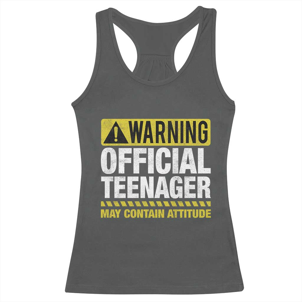 13th Birthday Racerback Tank Top Warning Official Teenager May Contain Attitude Funny 13 Years Old