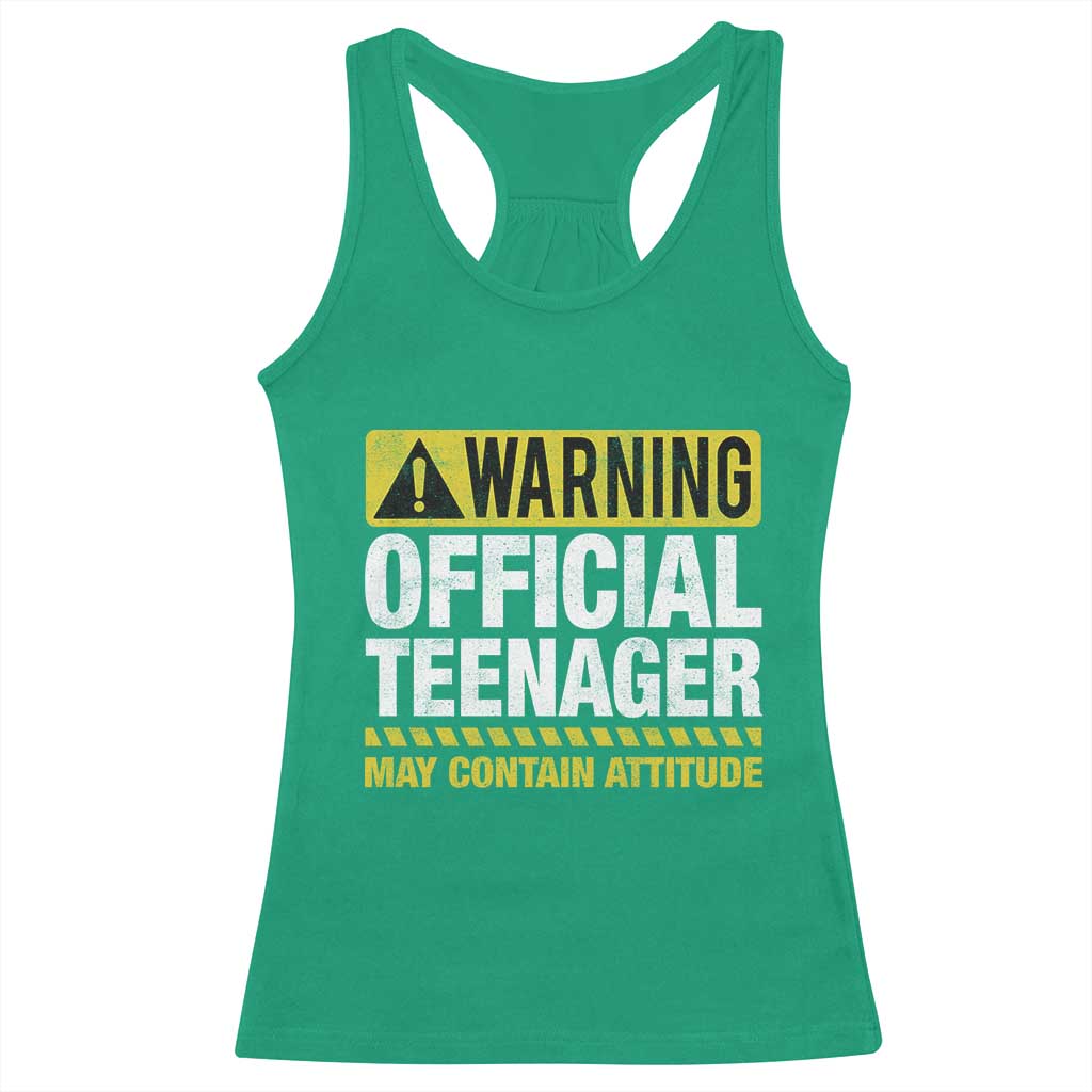 13th Birthday Racerback Tank Top Warning Official Teenager May Contain Attitude Funny 13 Years Old