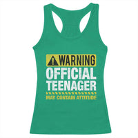 13th Birthday Racerback Tank Top Warning Official Teenager May Contain Attitude Funny 13 Years Old