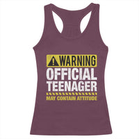 13th Birthday Racerback Tank Top Warning Official Teenager May Contain Attitude Funny 13 Years Old