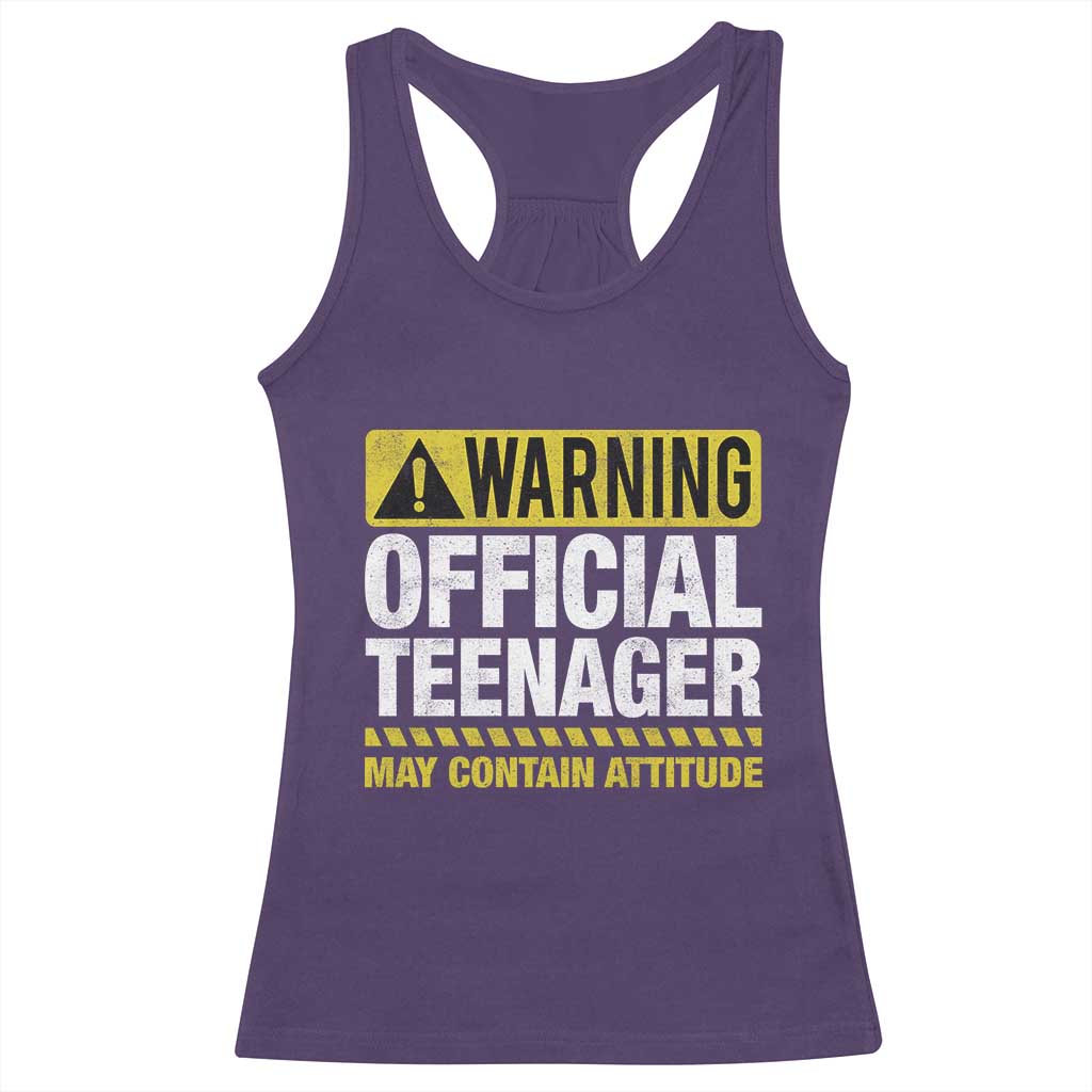 13th Birthday Racerback Tank Top Warning Official Teenager May Contain Attitude Funny 13 Years Old