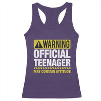 13th Birthday Racerback Tank Top Warning Official Teenager May Contain Attitude Funny 13 Years Old