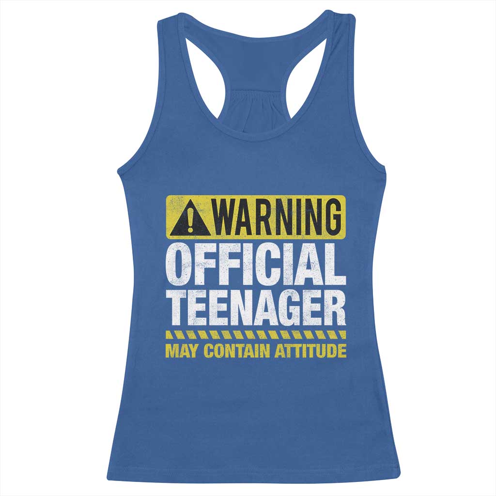 13th Birthday Racerback Tank Top Warning Official Teenager May Contain Attitude Funny 13 Years Old