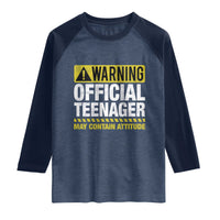 13th Birthday Raglan Shirt Warning Official Teenager May Contain Attitude Funny 13 Years Old