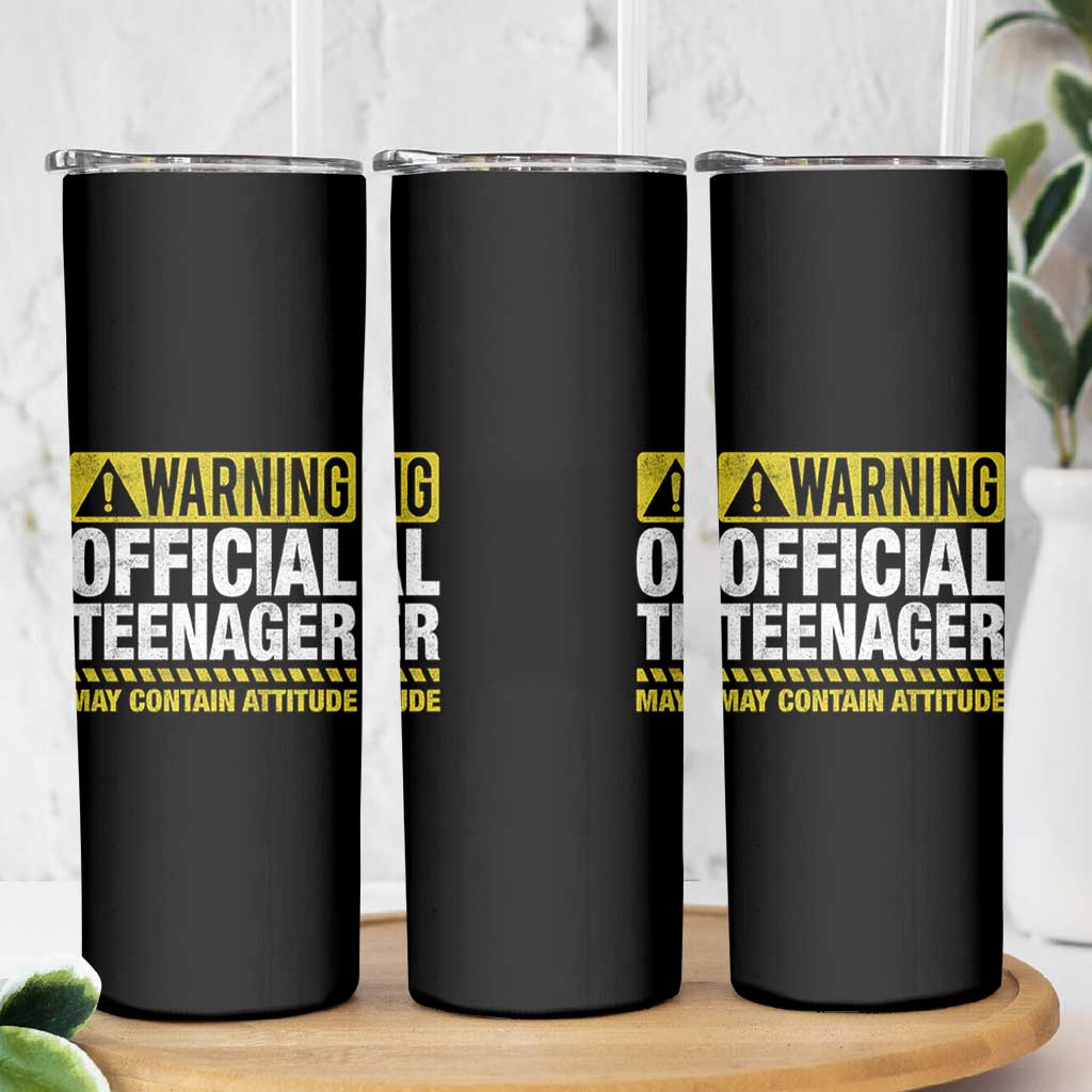 13th Birthday Skinny Tumbler Warning Official Teenager May Contain Attitude Funny 13 Years Old