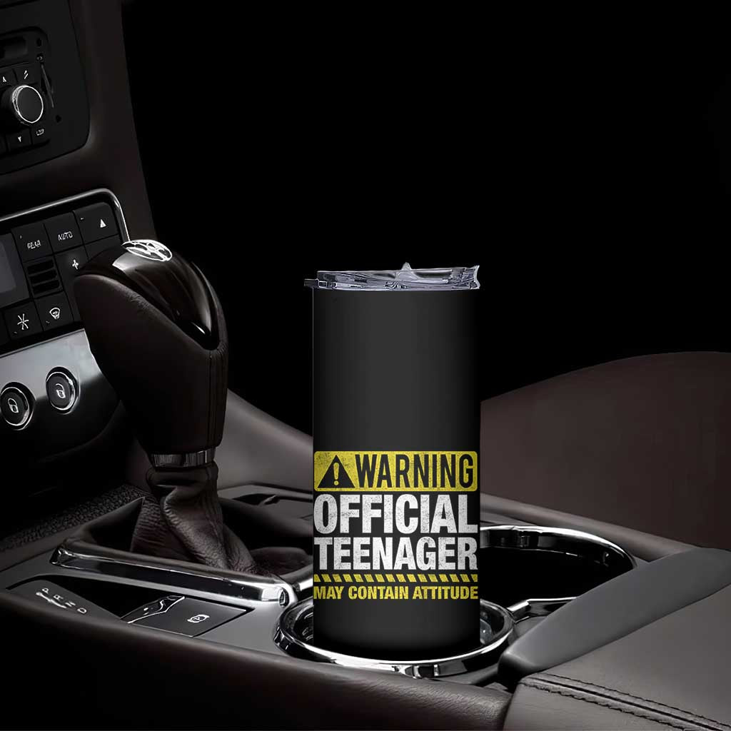 13th Birthday Skinny Tumbler Warning Official Teenager May Contain Attitude Funny 13 Years Old