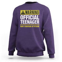 13th Birthday Sweatshirt Warning Official Teenager May Contain Attitude Funny 13 Years Old
